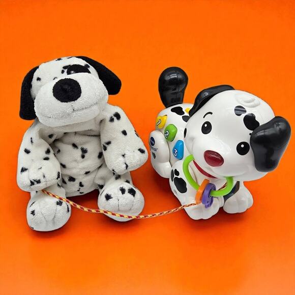 Puppy Friends Ty Pluffies 11" Dotters Dalmation Plush & VTech Pull Sing Dog Toy - Picture 1 of 13